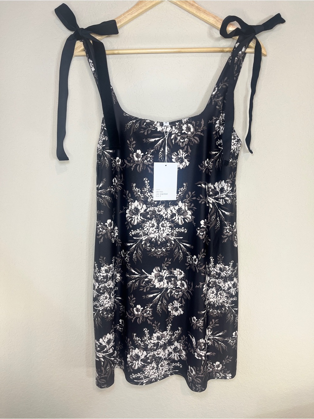 Smith & Quinn Constance Masquerade Black Floral Tie-Shoulder Slip Mini Dress M